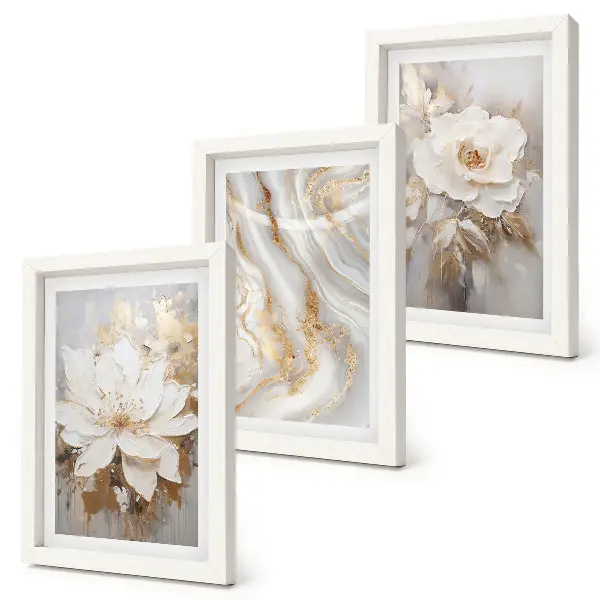 Fotowand mit Blumen und abstraktem Marmormuster
