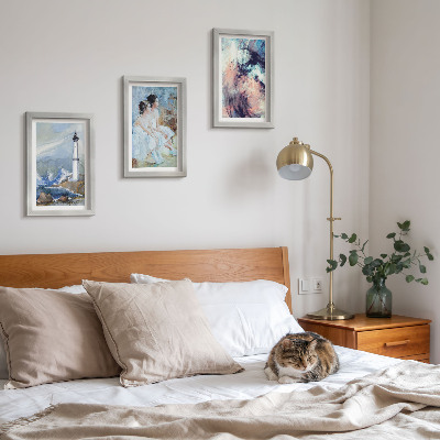 Bilderwand Gemalter abstrakter Leuchtturm und Tänzer