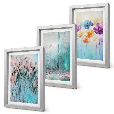 Fotowand Blumen vor einem Hintergrund aus Pastellfarben und zarten Mustern