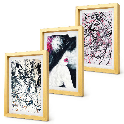Bilderwand Abstrakte Farbmuster, Frau mit Hut