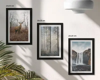 Bilderwand mit Waldlandschaften, wilder Natur und Hirschen