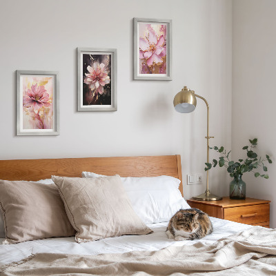 Bilderset mit rahmen Blumenarrangements in Rosa- und Weißtönen