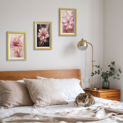 Bilderset mit rahmen Blumenarrangements in Rosa- und Weißtönen