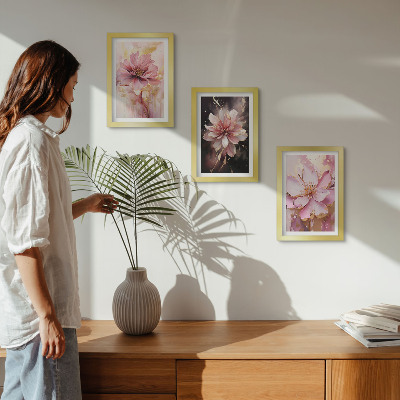 Bilderset mit rahmen Blumenarrangements in Rosa- und Weißtönen