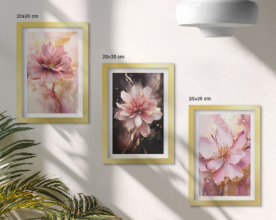 Bilderset mit rahmen Blumenarrangements in Rosa- und Weißtönen