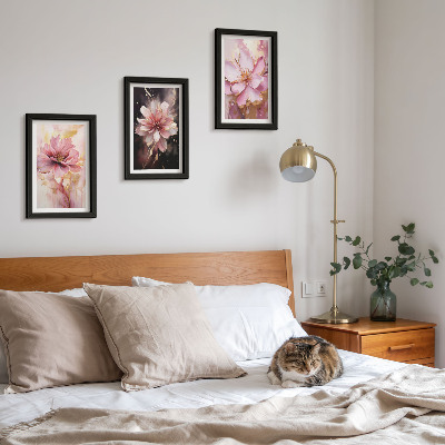 Bilderset mit rahmen Blumenarrangements in Rosa- und Weißtönen