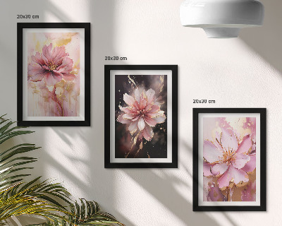 Bilderset mit rahmen Blumenarrangements in Rosa- und Weißtönen