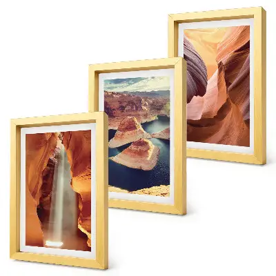 Bilderset mit Rahmen Wasserfall in der Schlucht mit Felsformationen im Canyon