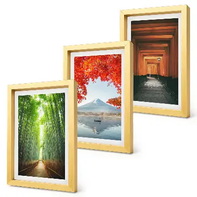 Bilderwand mit Bambuswäldern und Torii-Wegen am Berg Fuji in Japan