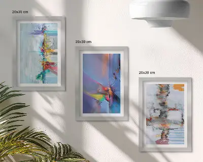 Bilderset mit Rahmen im abstrakten Kompositionsmalstil