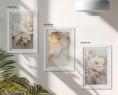 Blumen auf hellem Hintergrund mit abstrakten Mustern bilderset mit rahmen
