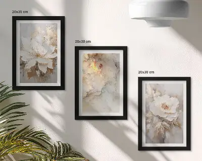 Blumen auf hellem Hintergrund mit abstrakten Mustern bilderset mit rahmen
