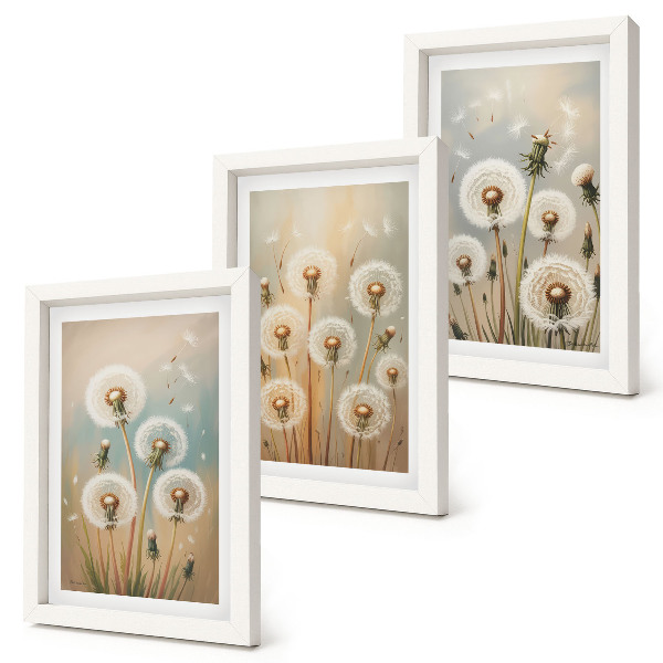 Bilderwand Löwenzahnblüten vor einem Hintergrund aus Pastellfarben