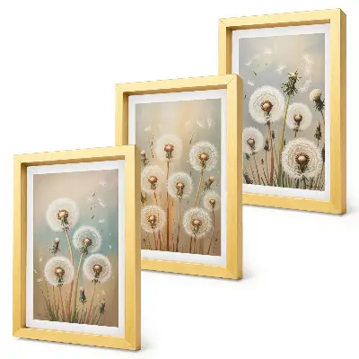 Bilderwand Löwenzahnblüten vor einem Hintergrund in Pastellfarben