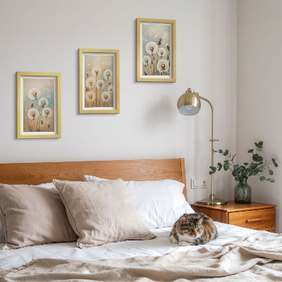 Bilderwand Löwenzahnblüten vor einem Hintergrund aus Pastellfarben