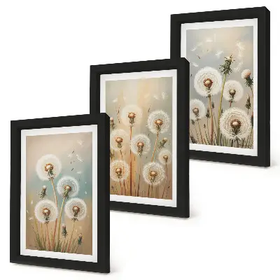 Bilderwand Löwenzahnblüten vor einem Hintergrund in Pastellfarben