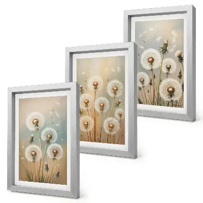 Bilderwand Löwenzahnblüten vor einem Hintergrund in Pastellfarben