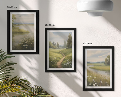 Bilderwand Frühlingslandschaft mit einem Flussweg und einer Blumenwiese