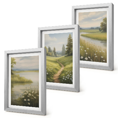 Bilderwand Frühlingslandschaft mit einem Flussweg und einer Blumenwiese
