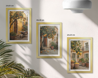 Bilderwand Ein Garten mit Zitrusbäumen in sonniger Lage