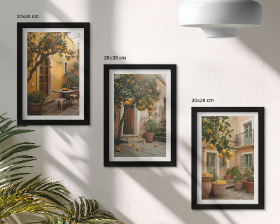 Bilderwand Ein Garten mit Zitrusbäumen in sonniger Lage