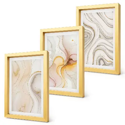 Bilderwand mit abstrakten warmen Mustern und eleganten Motiven