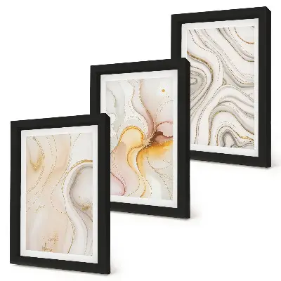Bilderwand mit abstrakten warmen Mustern und eleganten Motiven