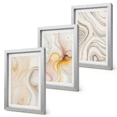 Bilderwand mit abstrakten warmen Mustern und eleganten Motiven
