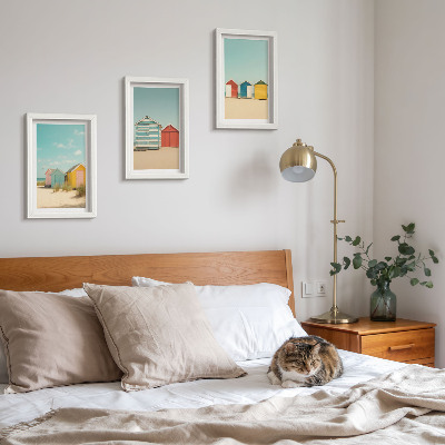 Bilderwand Bunte Strandhäuser an einem sonnigen Tag
