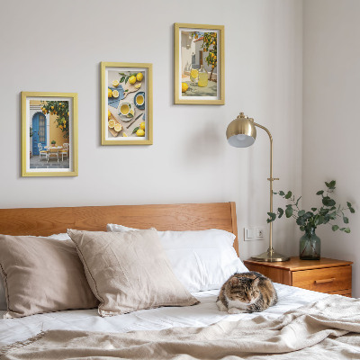 Bilderwand Zitronenlimonade, blaue Türen, Sommeraussichten