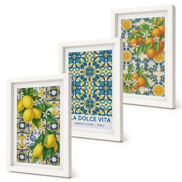 Fotowand mit Zitronenblüten und Orangen nach italienischer Art