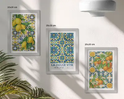 Fotowand mit Zitronenblüten und Orangen nach italienischer Art