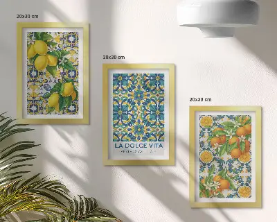 Fotowand mit Zitronenblüten und Orangen nach italienischer Art