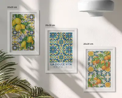 Fotowand mit Zitronenblüten und Orangen nach italienischer Art
