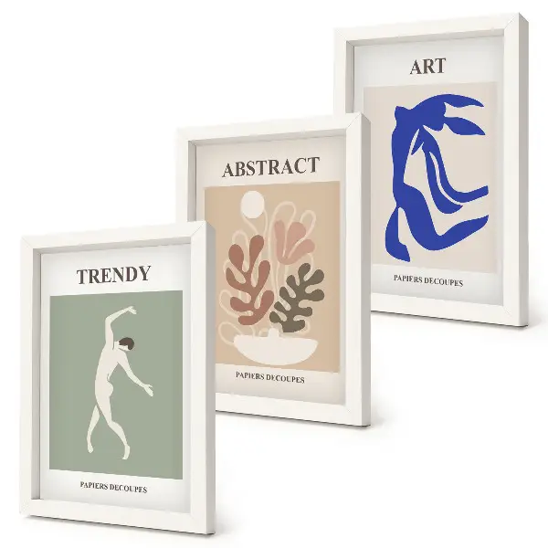 Bilderwand mit stilvollen Figuren- und Pflanzenpostern von Henri Matisse