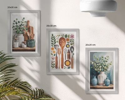 Fotowand Küchenaccessoires mit Pflanzen im modernen Stil