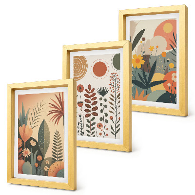 Bilderwand Boho-Pflanzenmuster in warmen Farbtönen mit natürlichem Flair