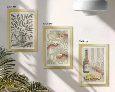 Fotowand mit Olivenblüten und rustikalen Cocktails