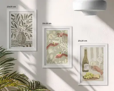 Fotowand mit Olivenblüten und rustikalen Cocktails