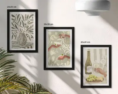 Fotowand mit Olivenblüten und rustikalen Cocktails