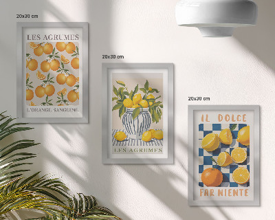 Bilderwand Retro-Zitrusfrüchte mit gelben Akzenten