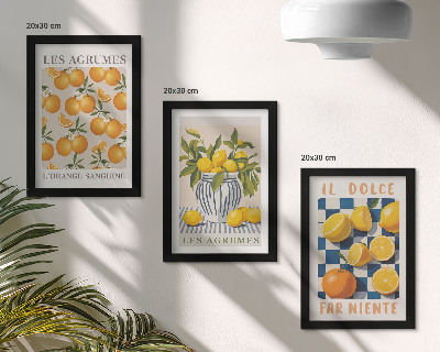 Bilderwand Retro-Zitrusfrüchte mit gelben Akzenten