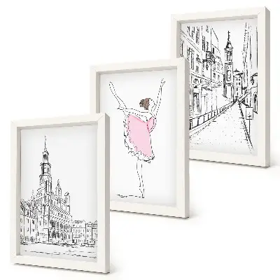 Fotowand mit stilvollen Motiven von tanzenden Ballerinen und Architektur