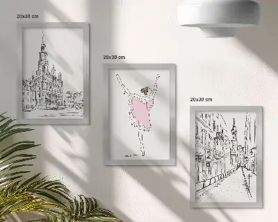 Fotowand mit stilvollen Motiven von tanzenden Ballerinen und Architektur