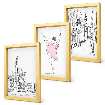 Fotowand mit stilvollen Motiven von tanzenden Ballerinen und Architektur