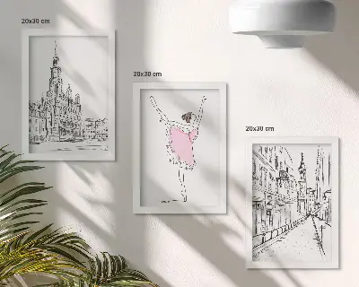 Fotowand mit stilvollen Motiven von tanzenden Ballerinen und Architektur