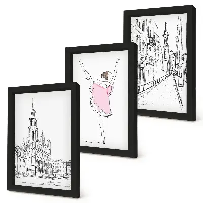 Fotowand mit stilvollen Motiven von tanzenden Ballerinen und Architektur