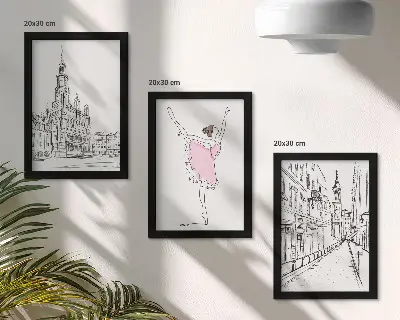 Fotowand mit stilvollen Motiven von tanzenden Ballerinen und Architektur
