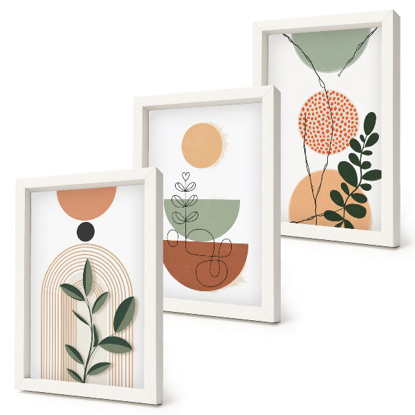 Bilderwand Abstrakte Formen mit farbenfrohen Pflanzenmotiven