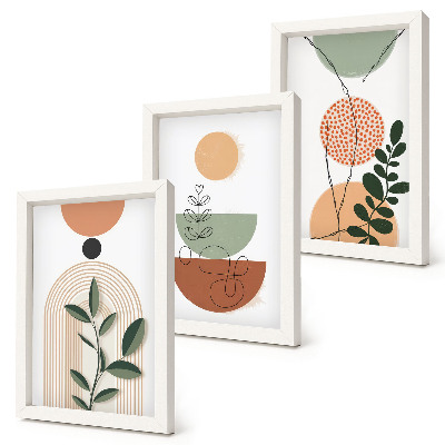 Bilderwand Abstrakte Formen mit farbenfrohen Pflanzenmotiven
